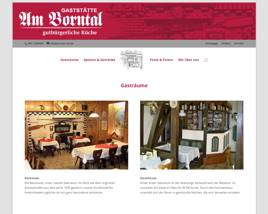 Webdesign Homepage Webpräsenz  Gaststätte Am Borntal Erfurt