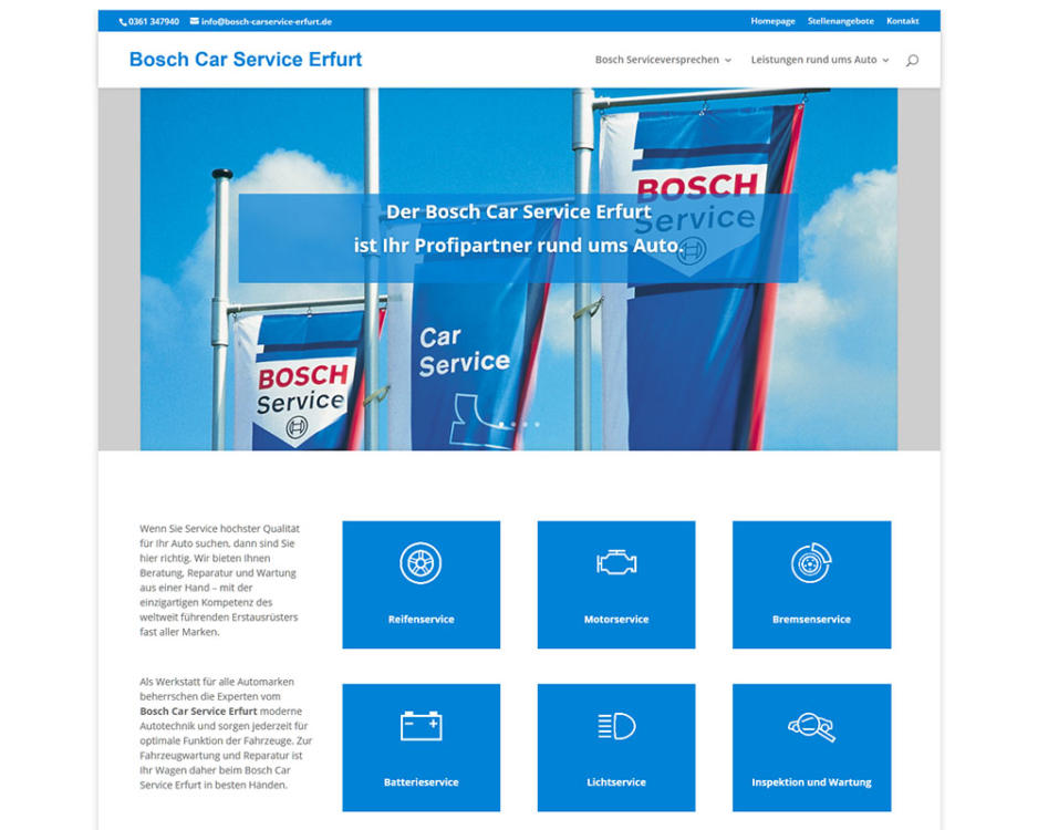 Homepage Internetseiten Webpräsenz Bosch Car Service Erfurt