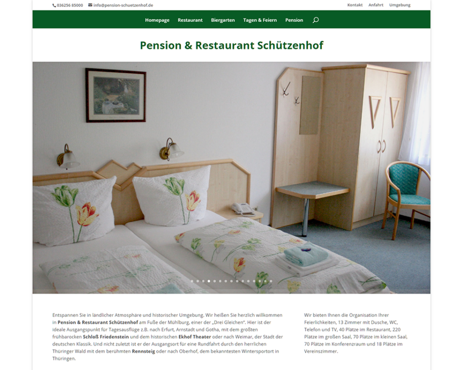 Webdesign Homepage Webpräsenz  Pension Restaurant Schützenhof