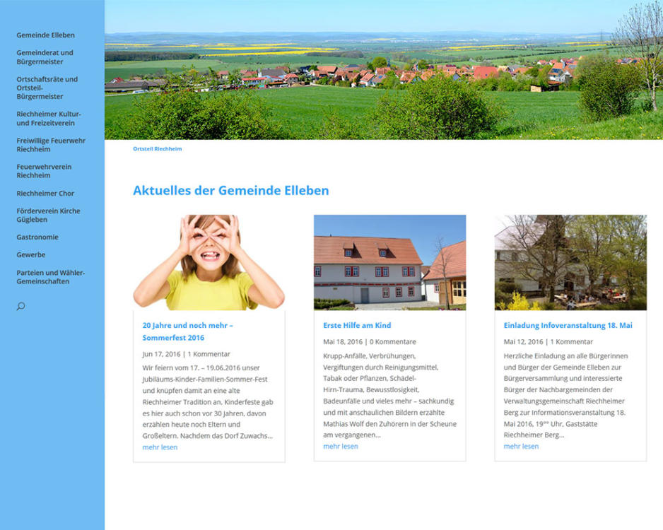 Webdesign Homepage Webpräsenz  Gemeinde Elleben