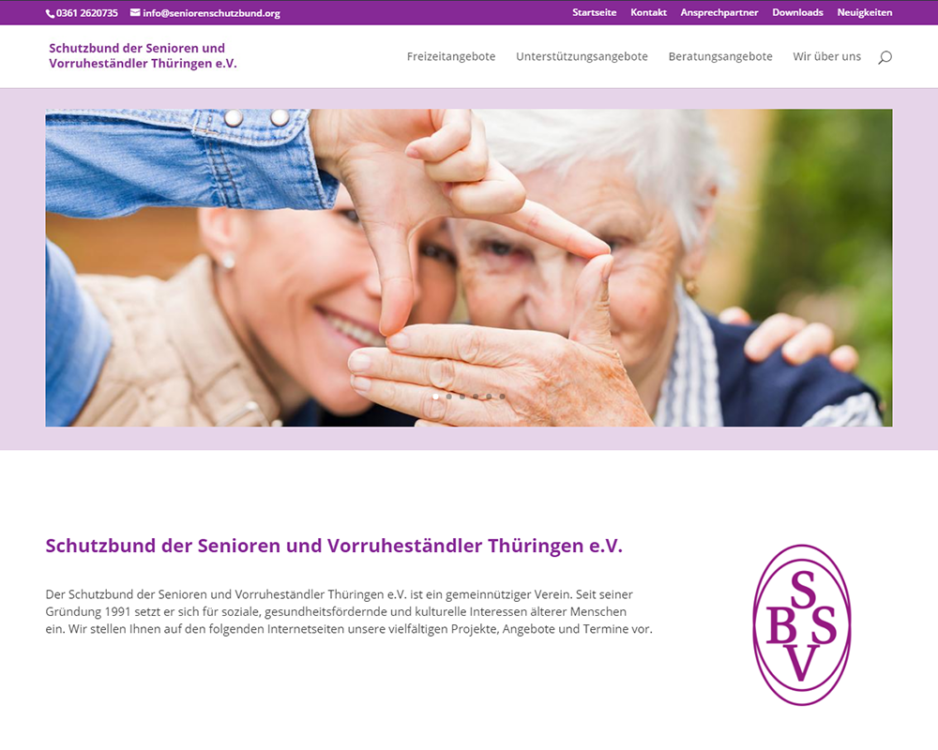 Webdesign Homepage Webpräsenz SBSV Seniorenschutzbund