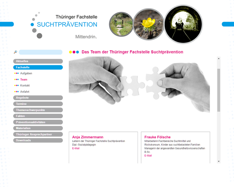 Webdesign Homepage Webpräsenz fdr Thüringer Fachstelle Suchtprävention