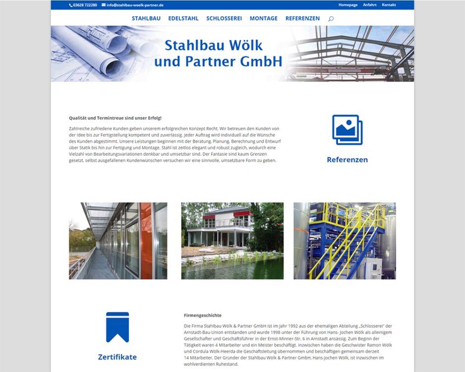 Webdesign Homepage Webpräsenz Stahlbau Wölk