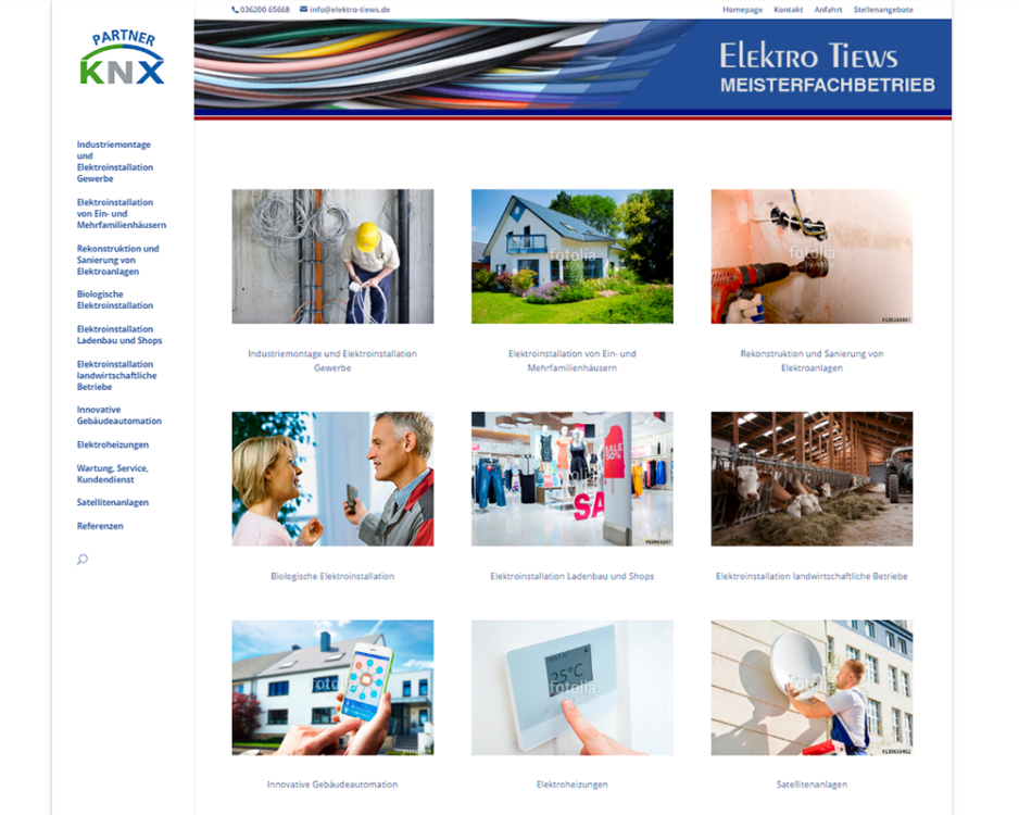 Webdesign Homepage Webpräsenz Elektro Tiews