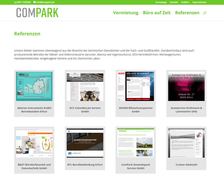 Webdesign Homepage Webpräsenz Compark Erfurt