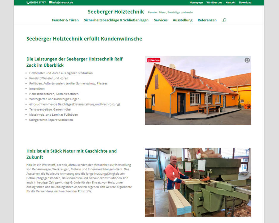 Webdesign Homepage Webpräsenz Seeberger Holztechnik