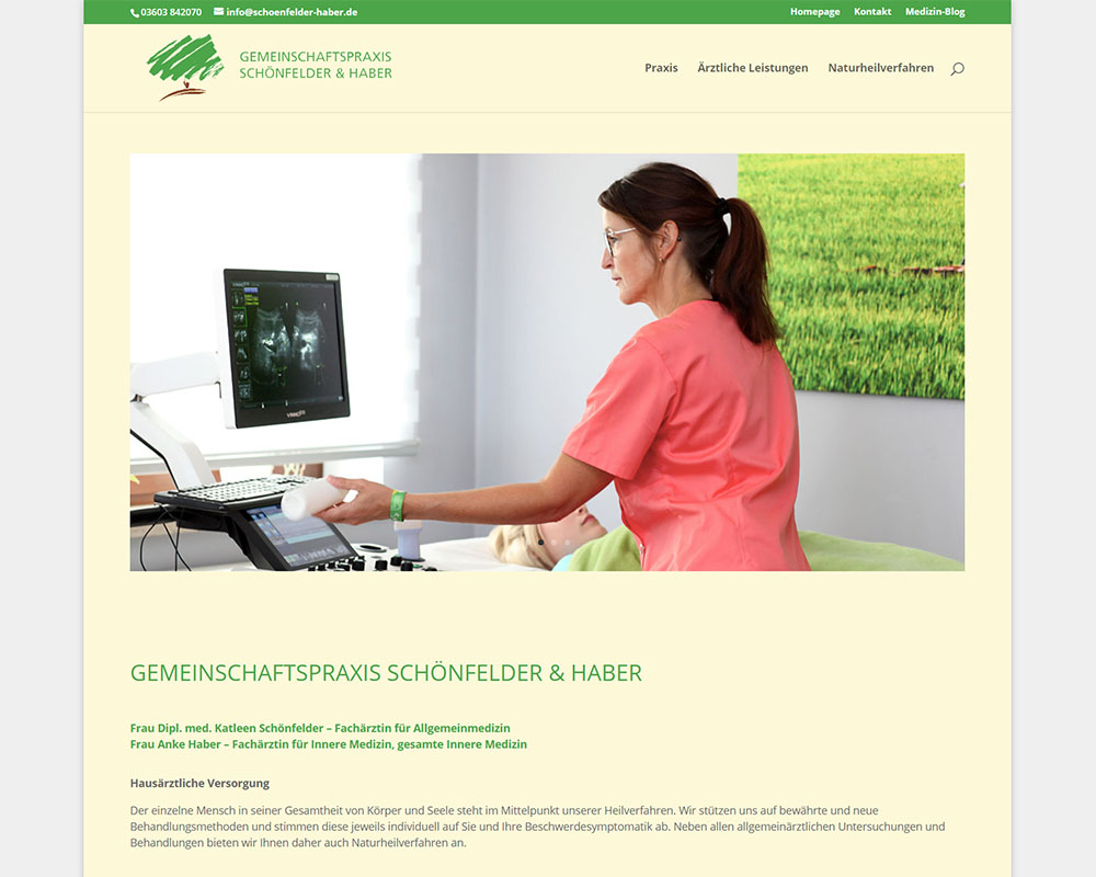 Webdesign Homepage Webpräsenz Arztpraxis Schönfelder & Haber