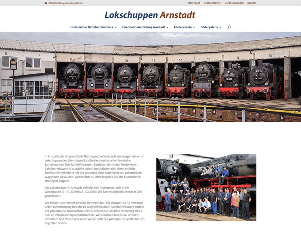 Webdesign Homepage Webpräsenz Lokschuppen Arnstadt