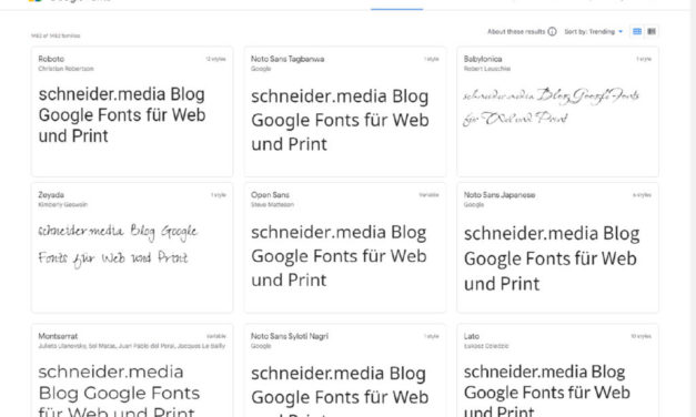 Google Fonts für Web und Print