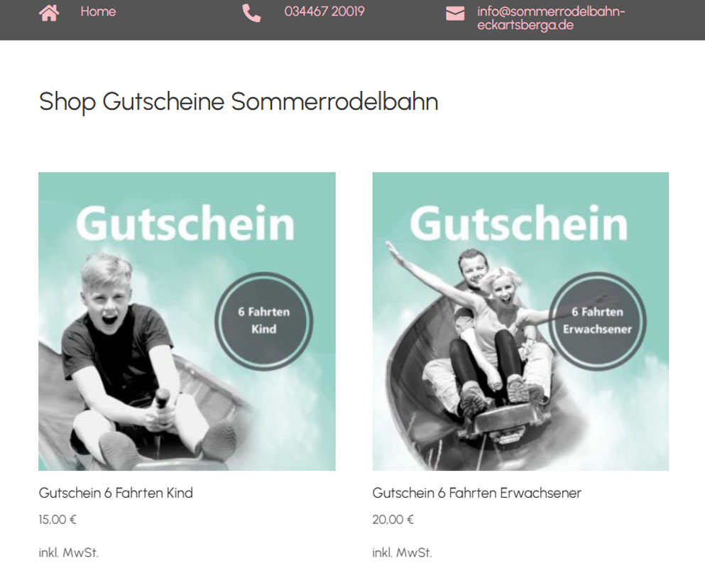 Webdesign Homepage Webpräsenz Sommerrodelbahn Eckartsberga